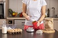 Woman measuring sugar Royalty Free Stock Photo