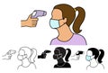 Woman in medical face protection mask icon