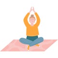 Woman meditating and breathing vector yoga icon