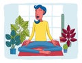 Woman Meditating Doing Yoga Pilates Illustration