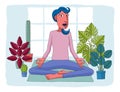 Woman Meditating Doing Yoga Pilates Illustration