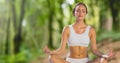 Woman Meditating in forest Royalty Free Stock Photo