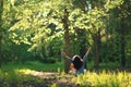 Woman meditating in forest Royalty Free Stock Photo