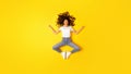 Woman Meditating Making Om Gesture On Yellow Background, Top View Royalty Free Stock Photo