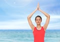 Woman Meditating by sea Royalty Free Stock Photo