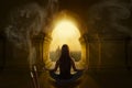 Woman meditating in yoga position Royalty Free Stock Photo