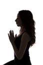 Woman in meditation, silhouette Royalty Free Stock Photo