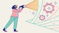 Woman with Megaphone. Amplifying Ideas Creative Vision, vector design Generative AI Royalty Free Stock Photo