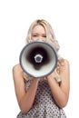 Woman with megaphone Royalty Free Stock Photo