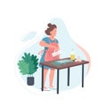 Woman with melted soap flat color vector faceless character