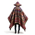 Woman in Mexican poncho, Isolated on white background