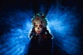 Woman with mexican skull halloween makeup on her face. Day of the dead and halloween Royalty Free Stock Photo