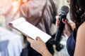 WOMAN WITH Microphone Royalty Free Stock Photo