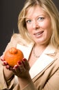 woman mineola orage tangerine fruit for h Royalty Free Stock Photo