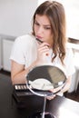 Woman with a mirror Royalty Free Stock Photo