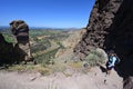 Woman on Misery Ridge Trail in Smith Rock State Park, Oregon. Royalty Free Stock Photo