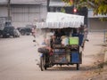 Woman on The Mobile Home in The Old Side Car