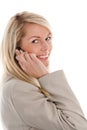 Woman on mobile phone smiling Royalty Free Stock Photo