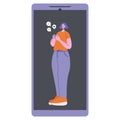 Woman on the mobile screen vector illustration
