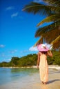 Woman model sunbathing on the beach chair Royalty Free Stock Photo