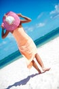 Woman model sunbathing on the beach chair Royalty Free Stock Photo