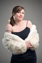 Woman Model wearing White Fur Coat Royalty Free Stock Photo