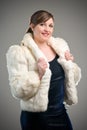 Woman Model wearing White Fur Jacket Royalty Free Stock Photo