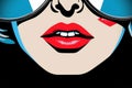 woman wow fashion girl illustration eye comic poster retro face art. Generative AI. Royalty Free Stock Photo