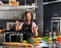 Woman on modern kitchen Royalty Free Stock Photo