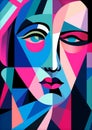 woman fashion poster face cubist graphic black portrait modern cubism abstract. Generative AI.