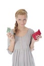 Woman with money Royalty Free Stock Photo