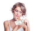 Woman with money Royalty Free Stock Photo