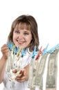 Woman and money Royalty Free Stock Photo