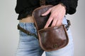 Woman with money belt bag