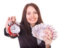 Woman with money .Russian rouble. Royalty Free Stock Photo