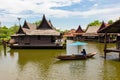 Woman monger paddle in floating market