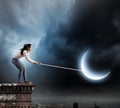 Woman with moon Royalty Free Stock Photo