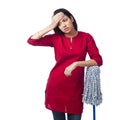 Woman with mop Royalty Free Stock Photo