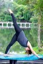 Woman more than 50 year old practicing yoga