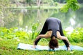 Woman more than 50 year old practicing yoga
