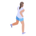 Woman morning running icon, isometric style