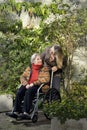 Woman with Mother in Garden - Vertical
