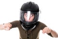 Woman with motorcycle helmet Royalty Free Stock Photo
