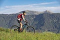 Woman on mountain bike in the German Alps Royalty Free Stock Photo