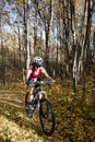 Woman mountain biking