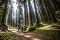 Woman Mountain Biking in Summer Mountains.AI Generated