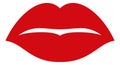 Woman mouth icon. Red lips shape. Kiss mark