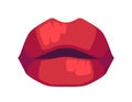 Woman Mouth with Red Lips Opening Slightly Icon. Expression of Thoughtfulness or Surprise. Vector Illustration