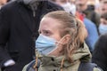 Woman With Mouthcap At The Niet Mijn Schuld Demonstration At Amsterdam The Netherlands 5-2-2022