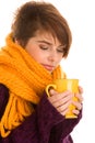 Woman drinking hot coffee Royalty Free Stock Photo